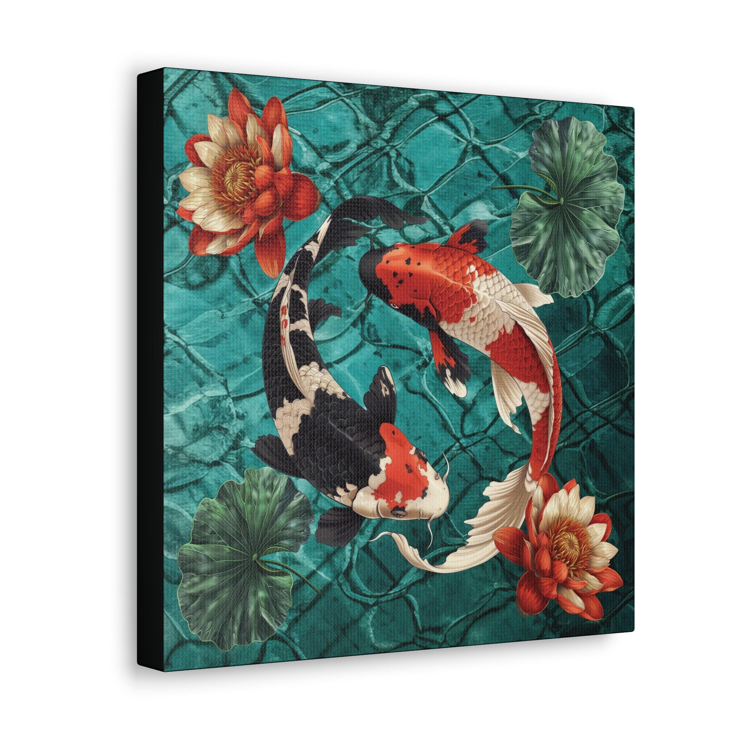 Koi Fish and Flowers Canvas Gallery Wrap