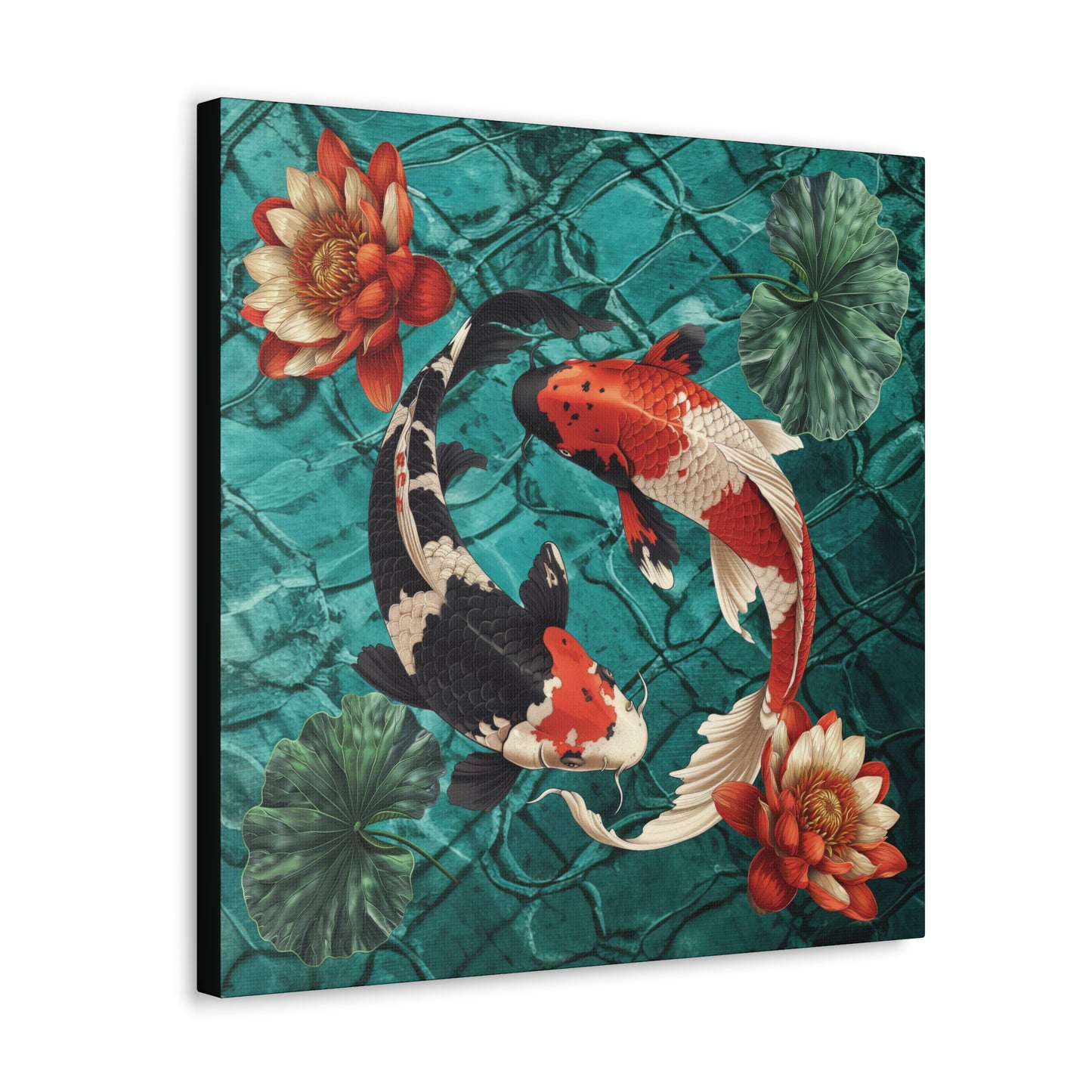 Koi Fish and Flowers Canvas Gallery Wrap