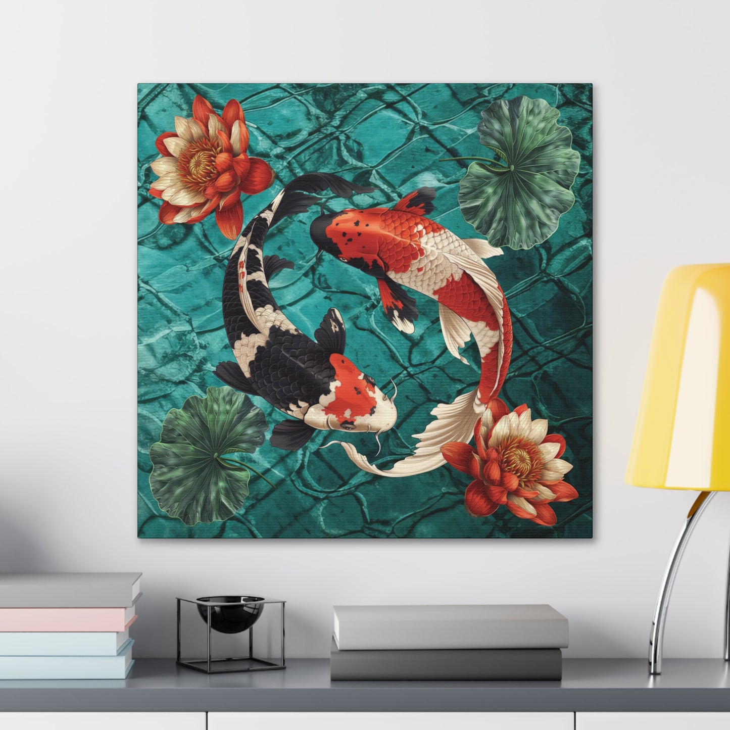Koi Fish and Flowers Canvas Gallery Wrap