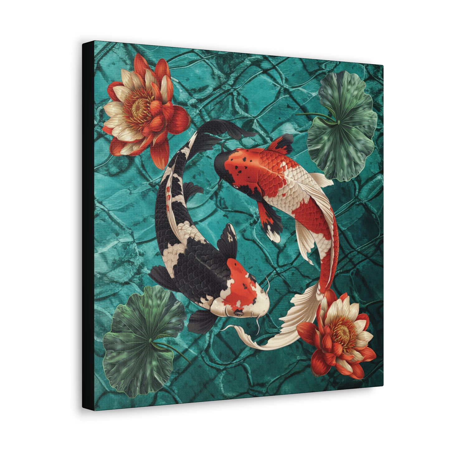 Koi Fish and Flowers Canvas Gallery Wrap