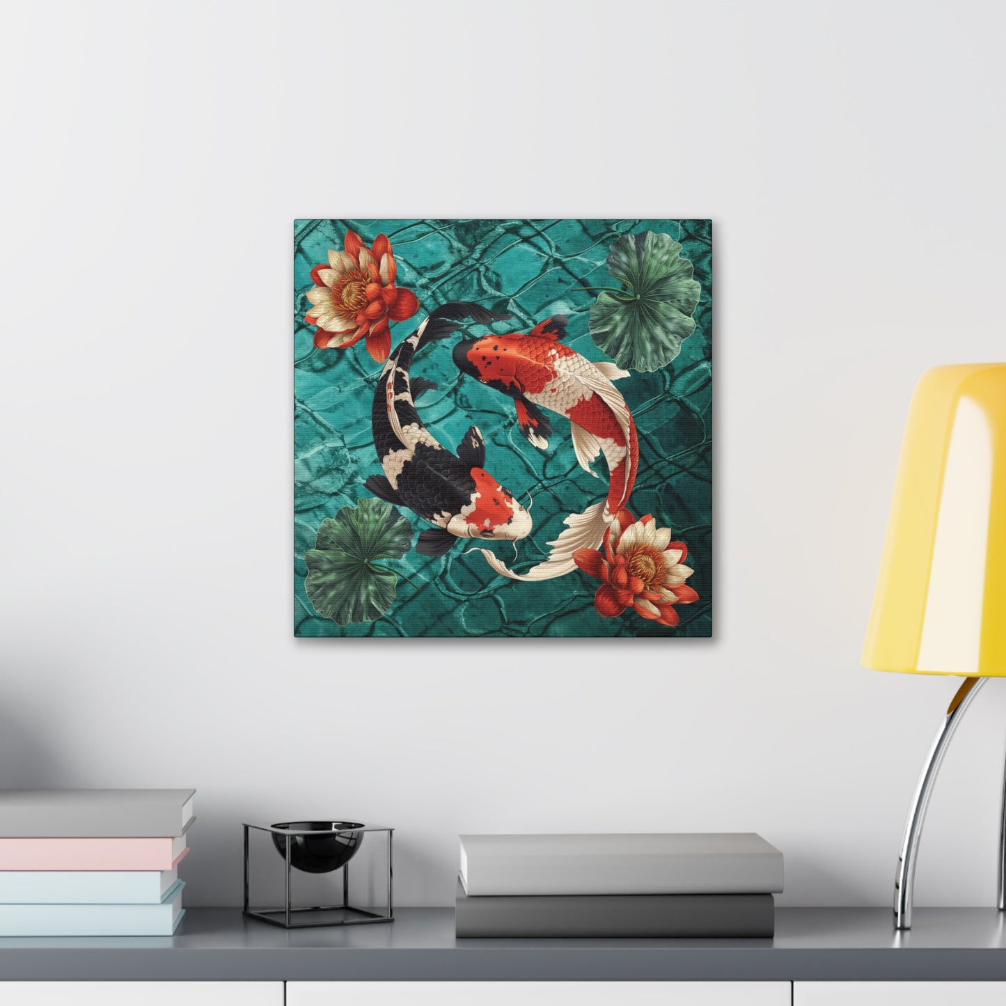 Koi Fish and Flowers Canvas Gallery Wrap