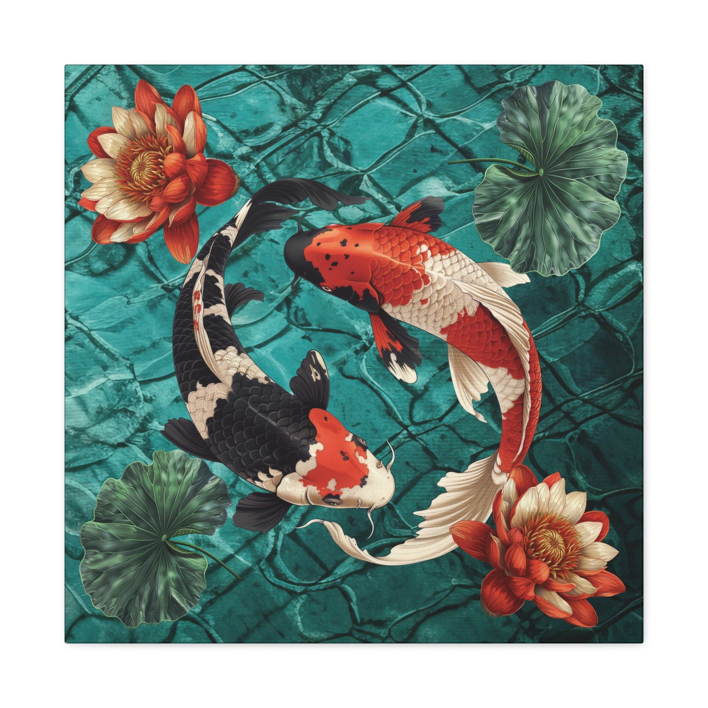 Koi Fish and Flowers Canvas Gallery Wrap