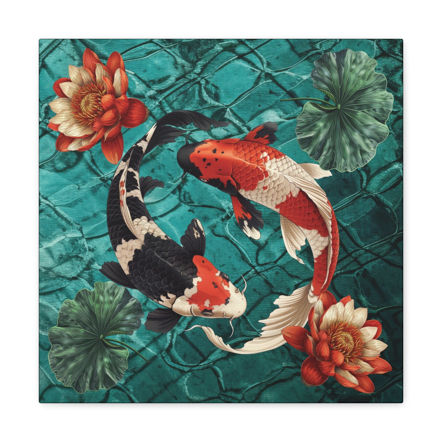 Koi Fish and Flowers Canvas Gallery Wrap