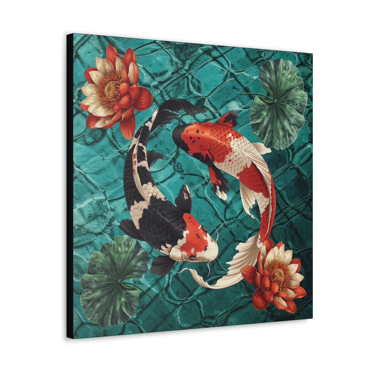 Koi Fish and Flowers Canvas Gallery Wrap