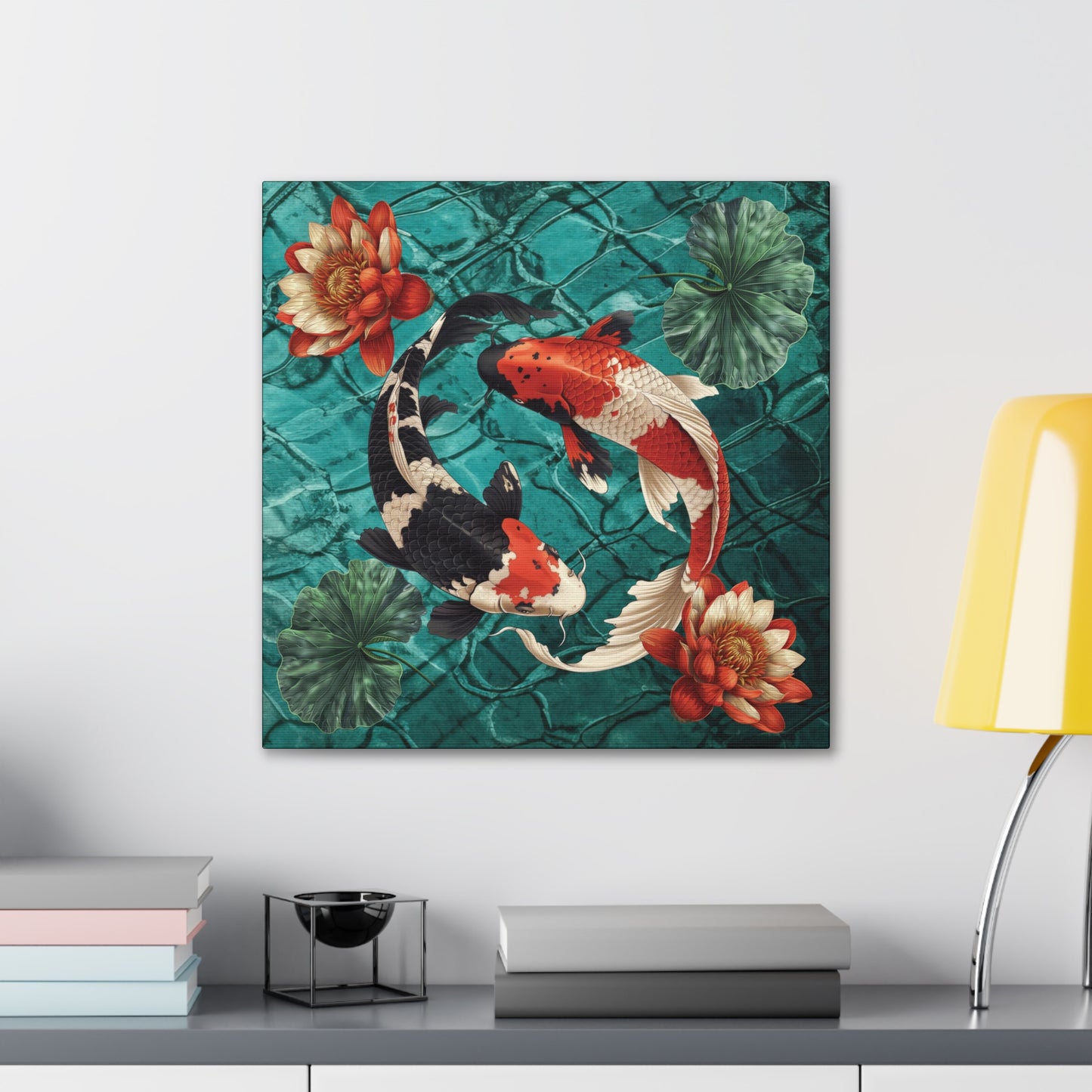 Koi Fish and Flowers Canvas Gallery Wrap