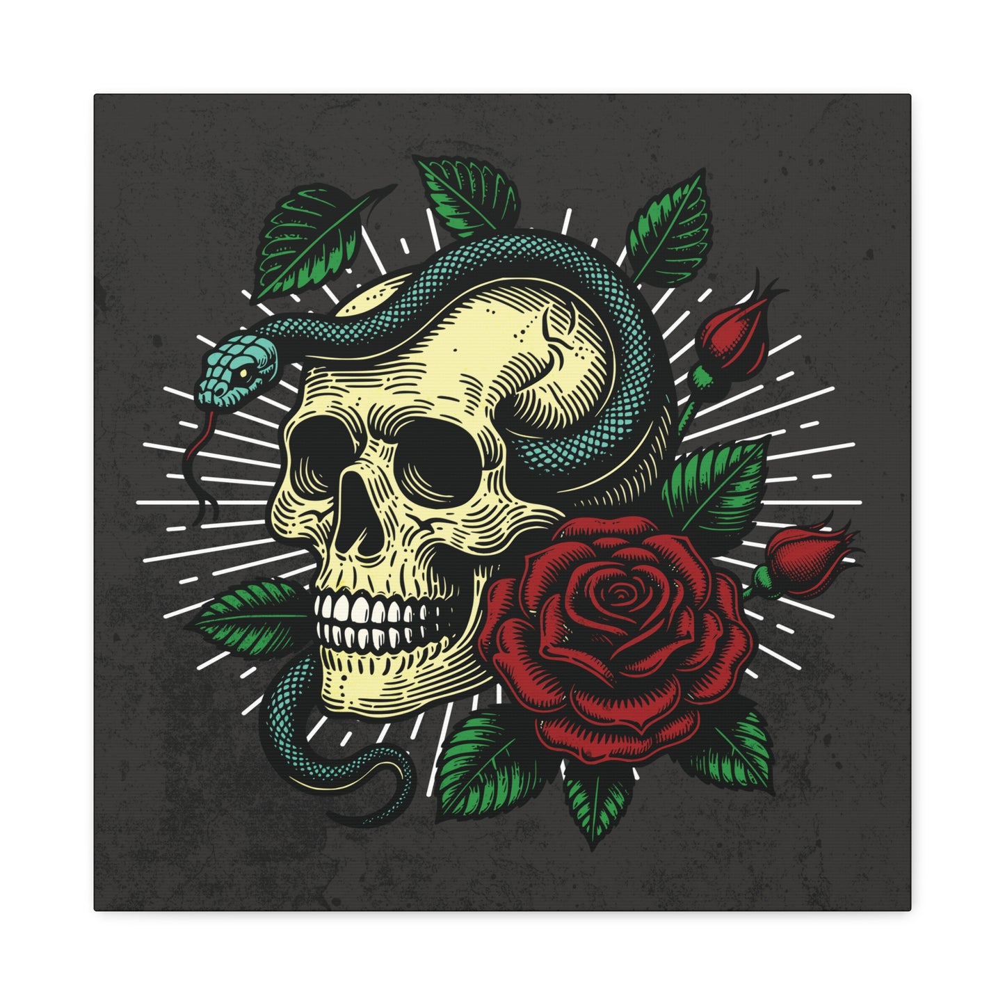 Skull, Rose, and Snake Canvas Gallery Wrap