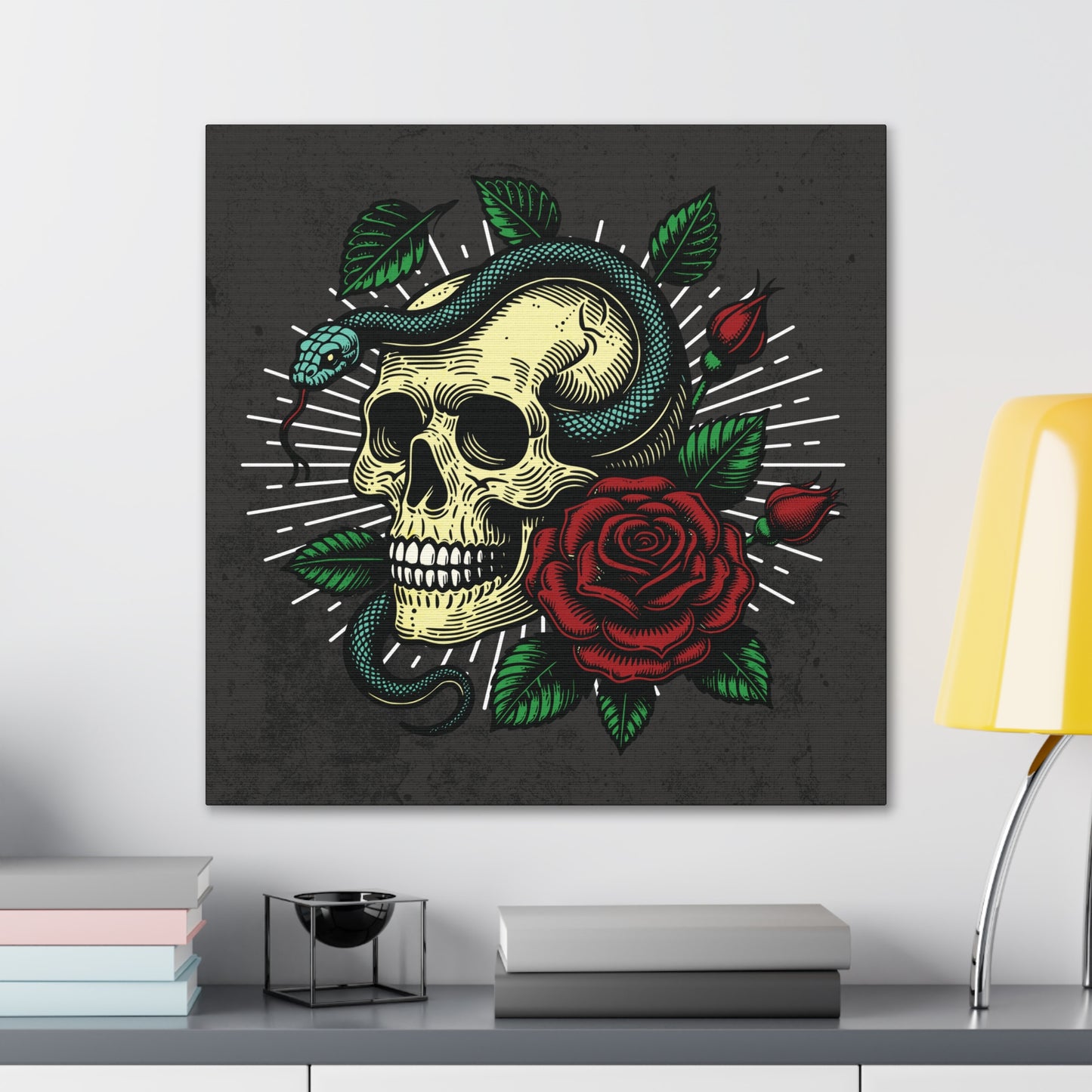 Skull, Rose, and Snake Canvas Gallery Wrap