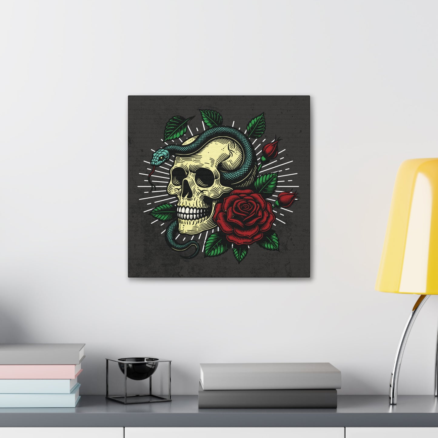 Skull, Rose, and Snake Canvas Gallery Wrap